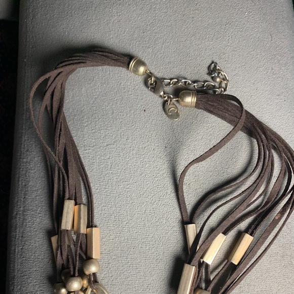 Gorgeous Boho Charming Charlie Suede & Turquoise Bead Statement Necklace - Picture 12 of 12